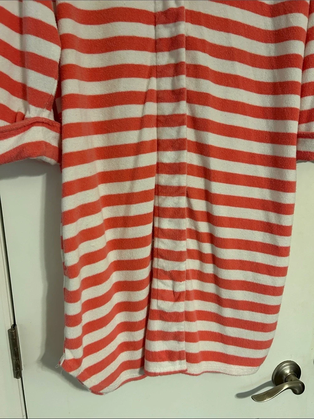 Charter Club Coral & White Striped Button-Front Swim Coverup